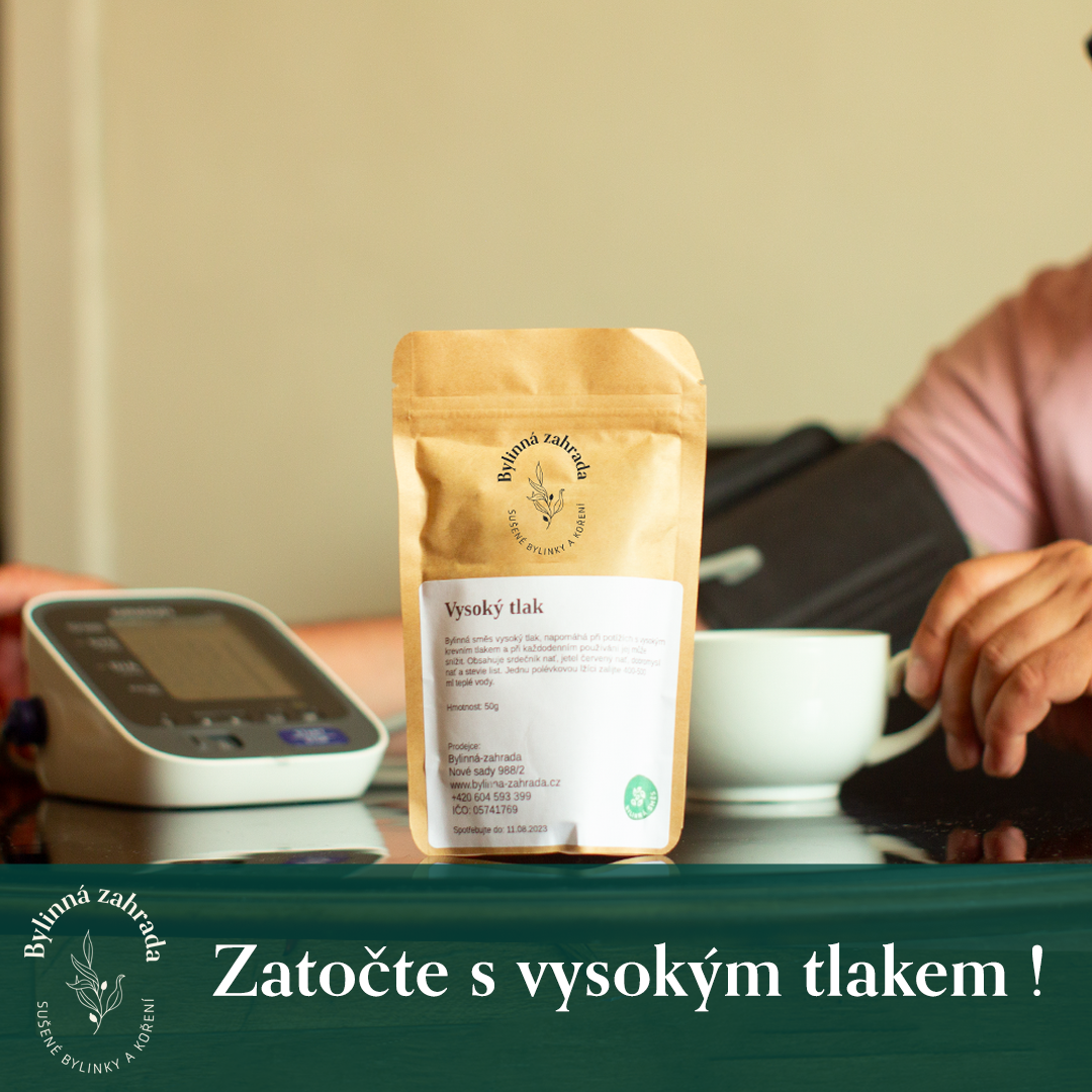 Bylinná směs Vysoký tlak – lifestyle fotografie se sáčkem